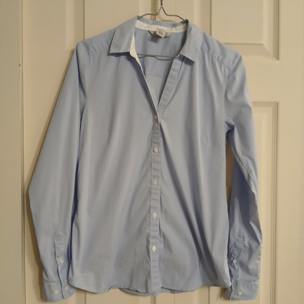 H&M Light Blue Cotton Button Down Shirt Size 8